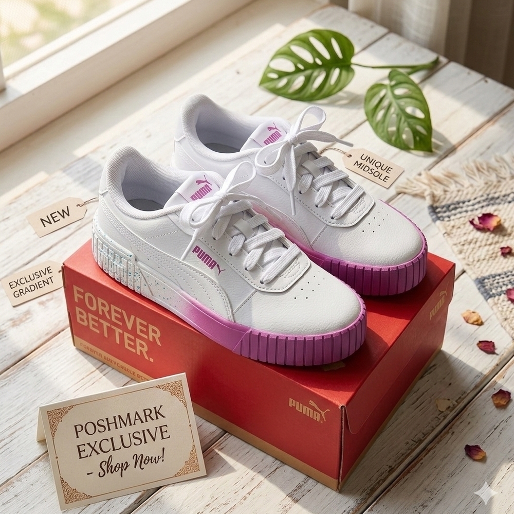 Puma Carina Fade Speckles Mauve Pop Girls Sneakers Size 2C. (416)